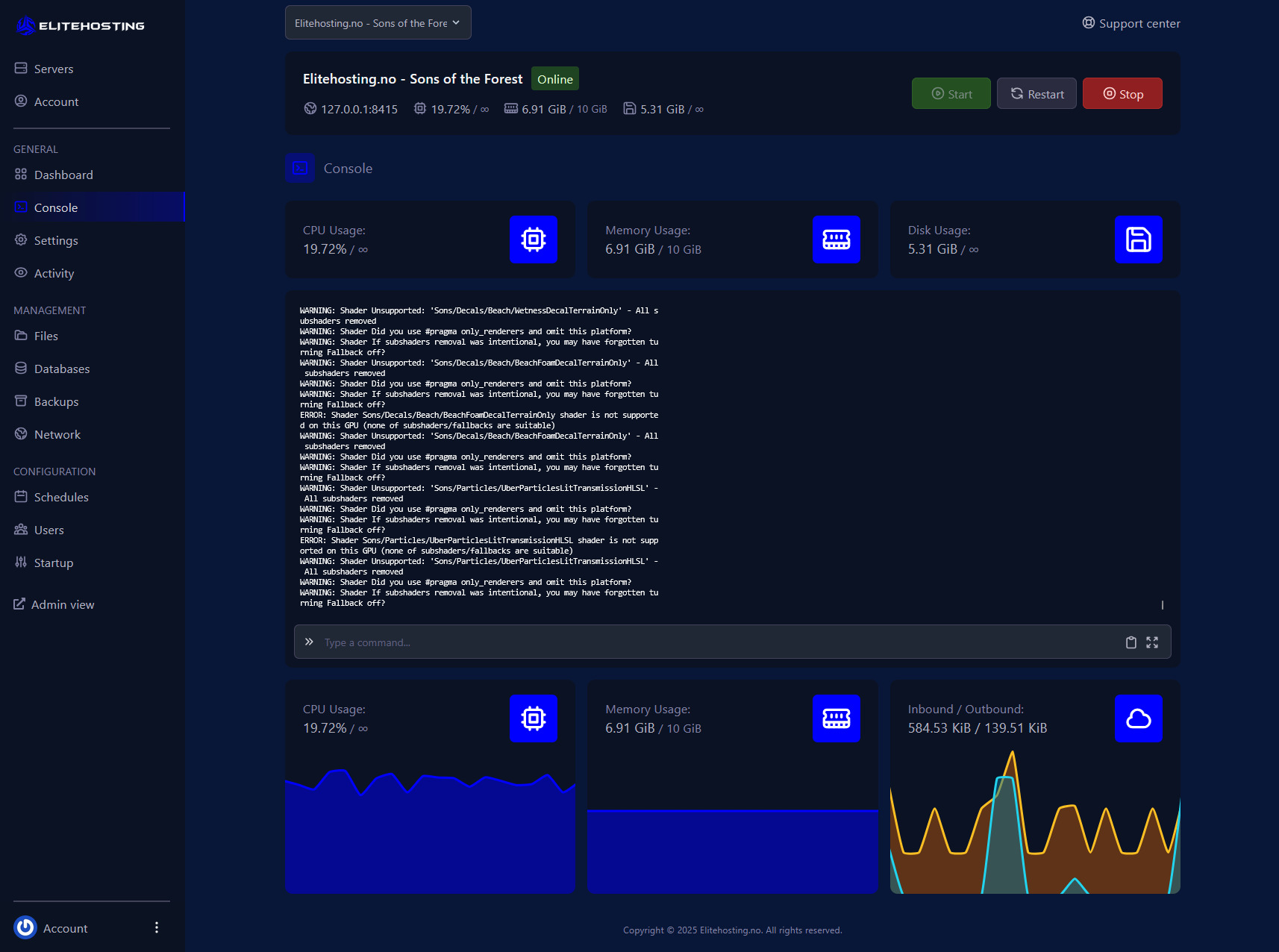 Sons of the Forest Control Panel